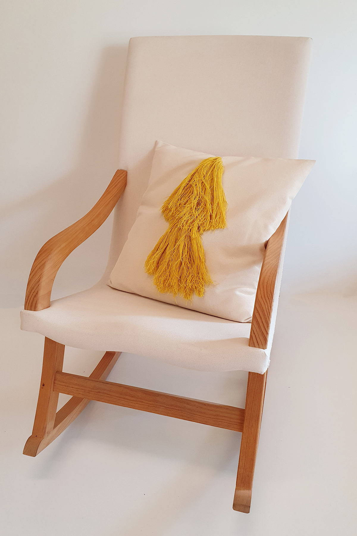 Cojín tela Mallorquina Crudo Troca Amarillo - Imagen 2