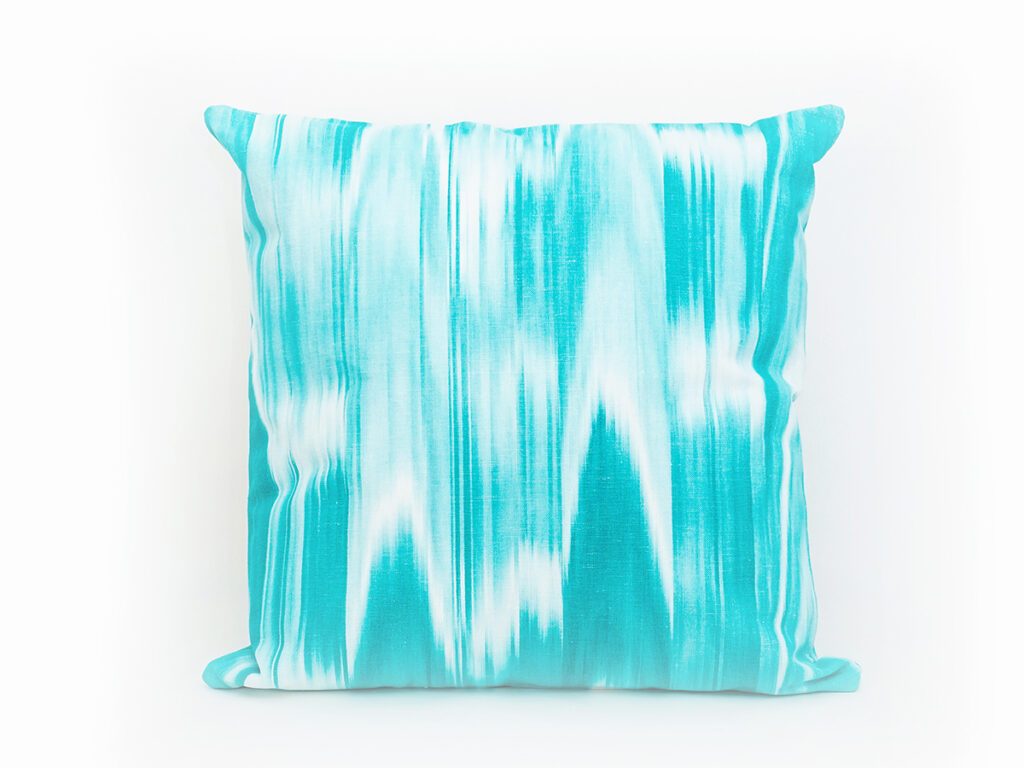 Cojín artesanal modelo 101 en verde de Teixits Vicens, tejido tradicional mallorquín