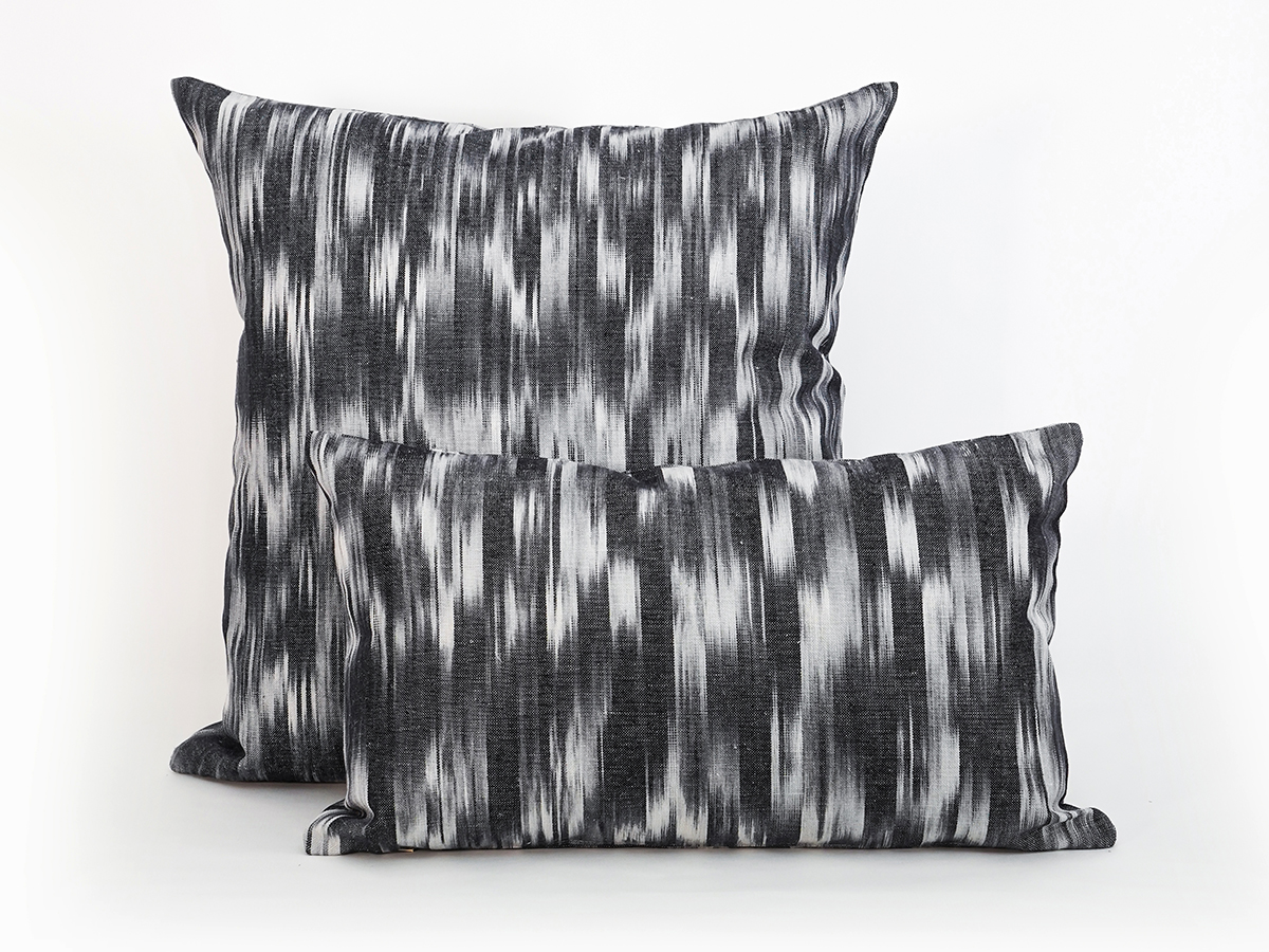 Mallorcan fabric Ikat cushion 107 Black - Image 2