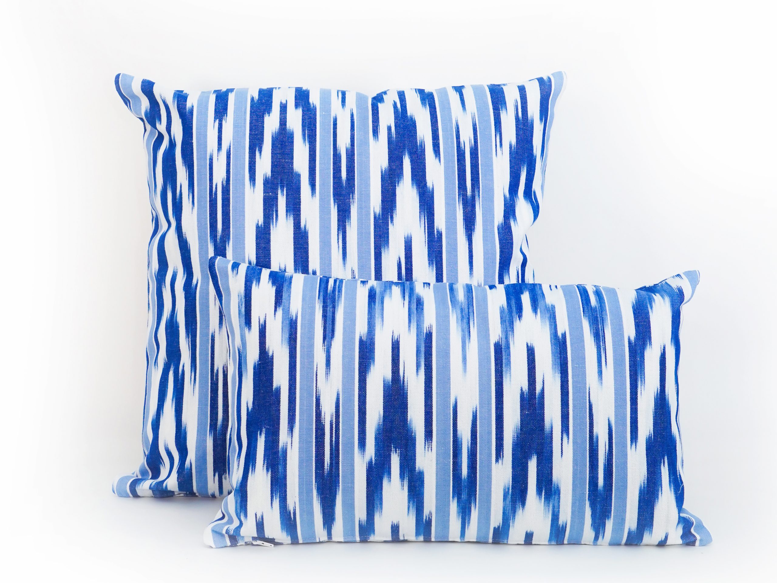 Mallorcan fabric Ikat cushion 109 Blue - Image 2