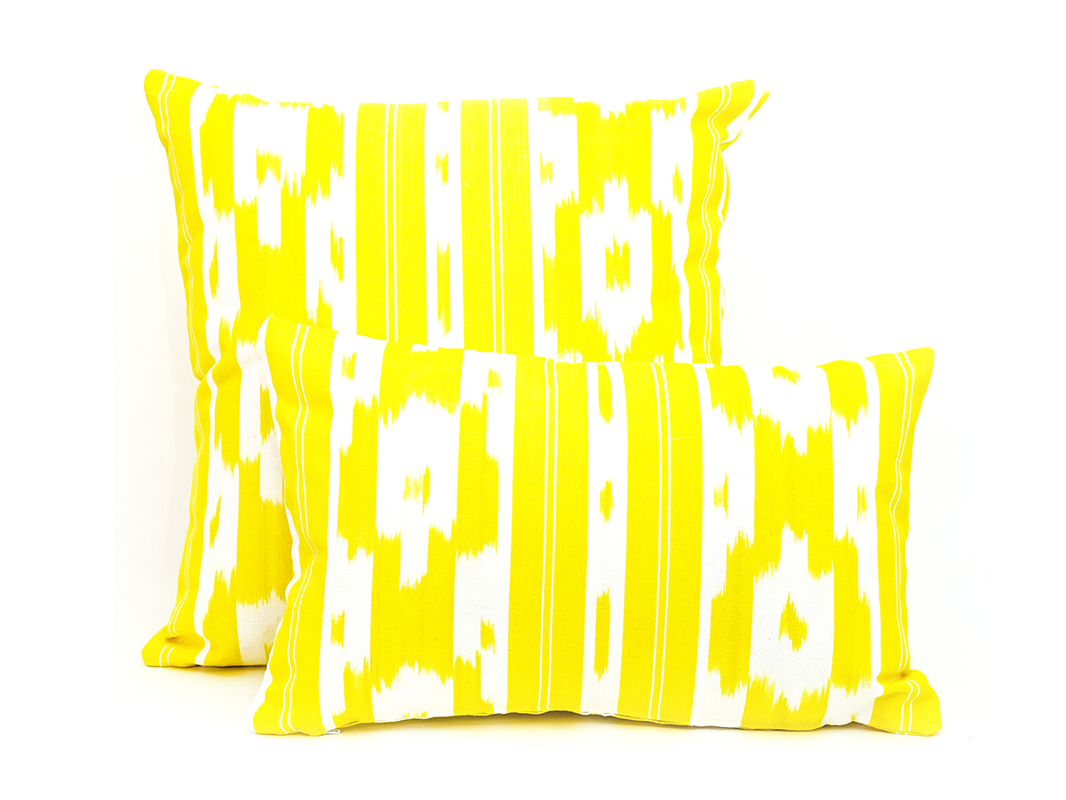 Cojin tela Mallorquina ikat 104 Amarillo - Imagen 2