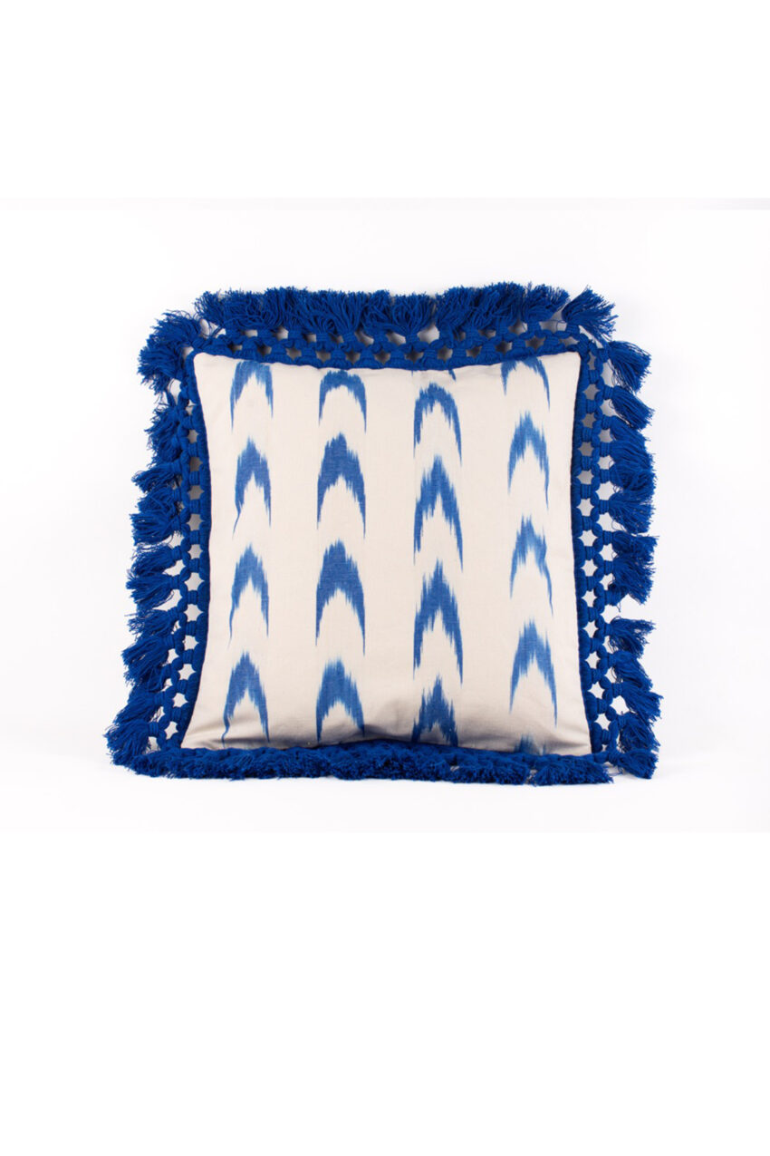Coixí fleco 61 ikat Turquesa