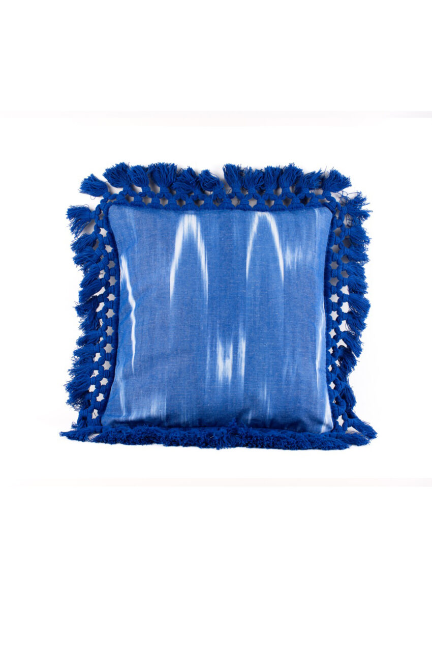 Coixí fleco ikat 101 Blau