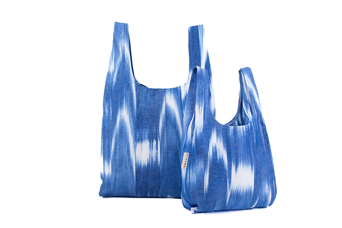 Mallorcan Fabric Shopping Bag 101 Blue - Image 3