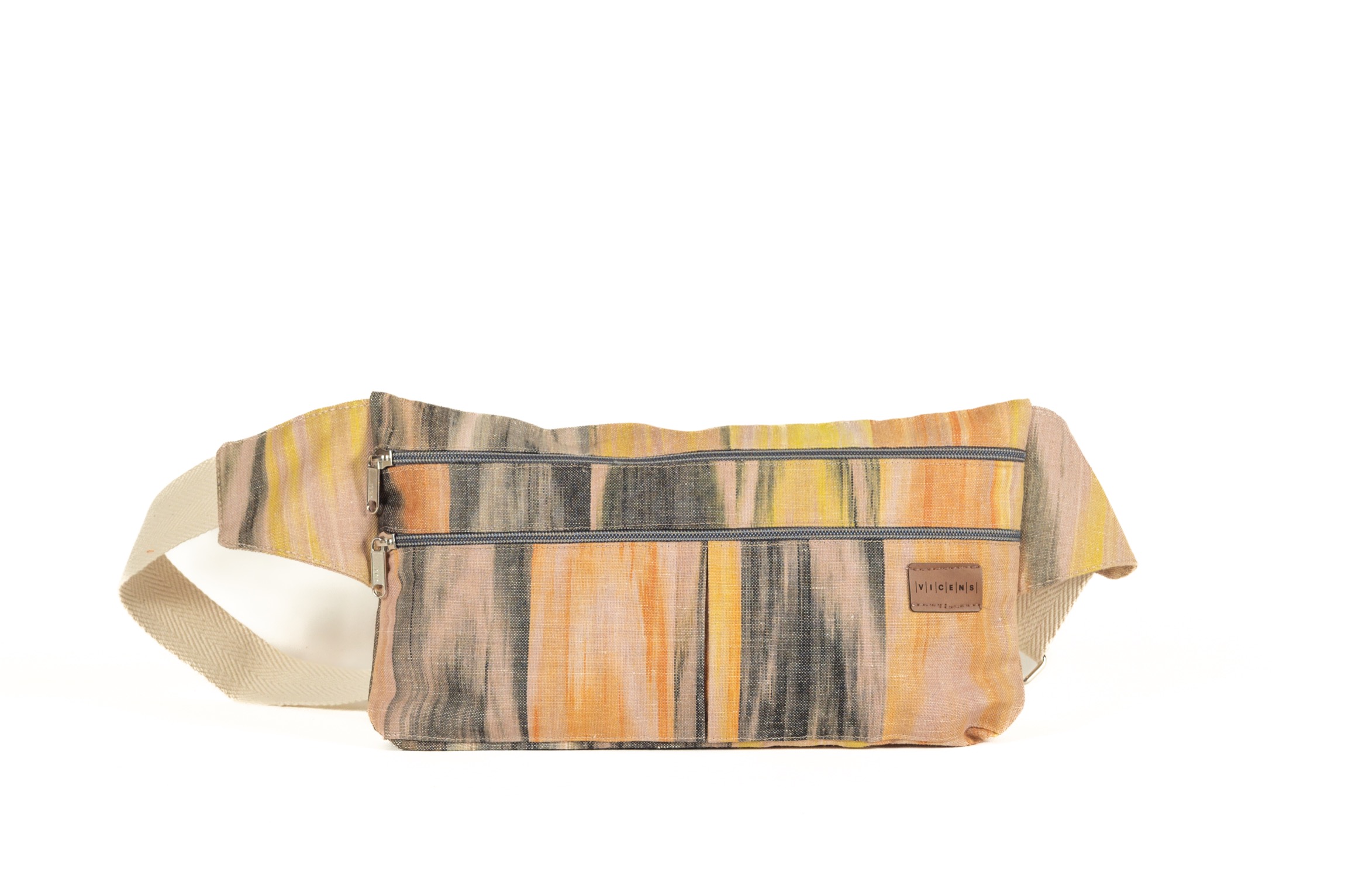 Fanny bag Mallorcan fabric ikat 200 Beige - Image 2