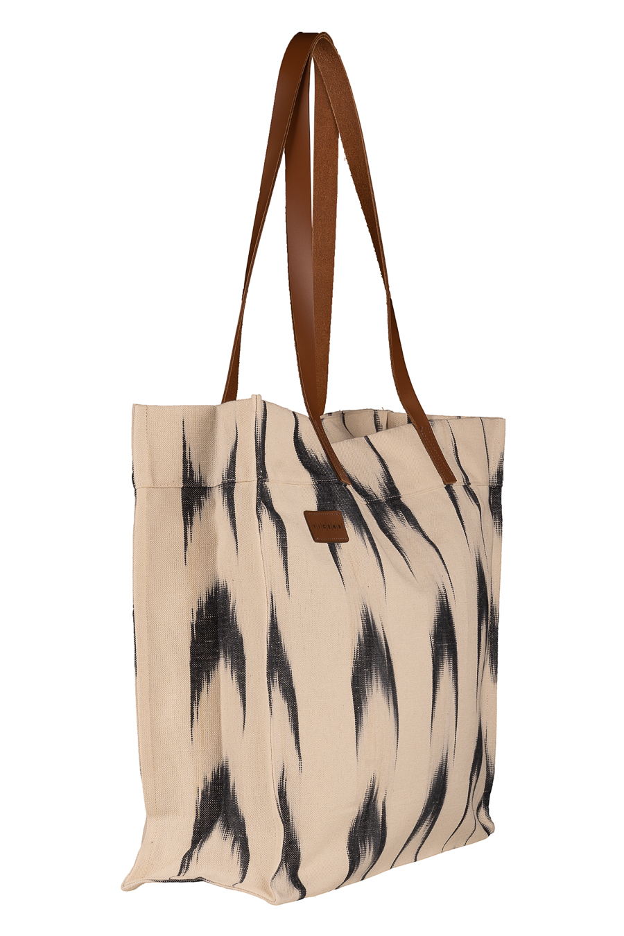 Leather handle bag Mallorcan fabric 61 Black - Image 5