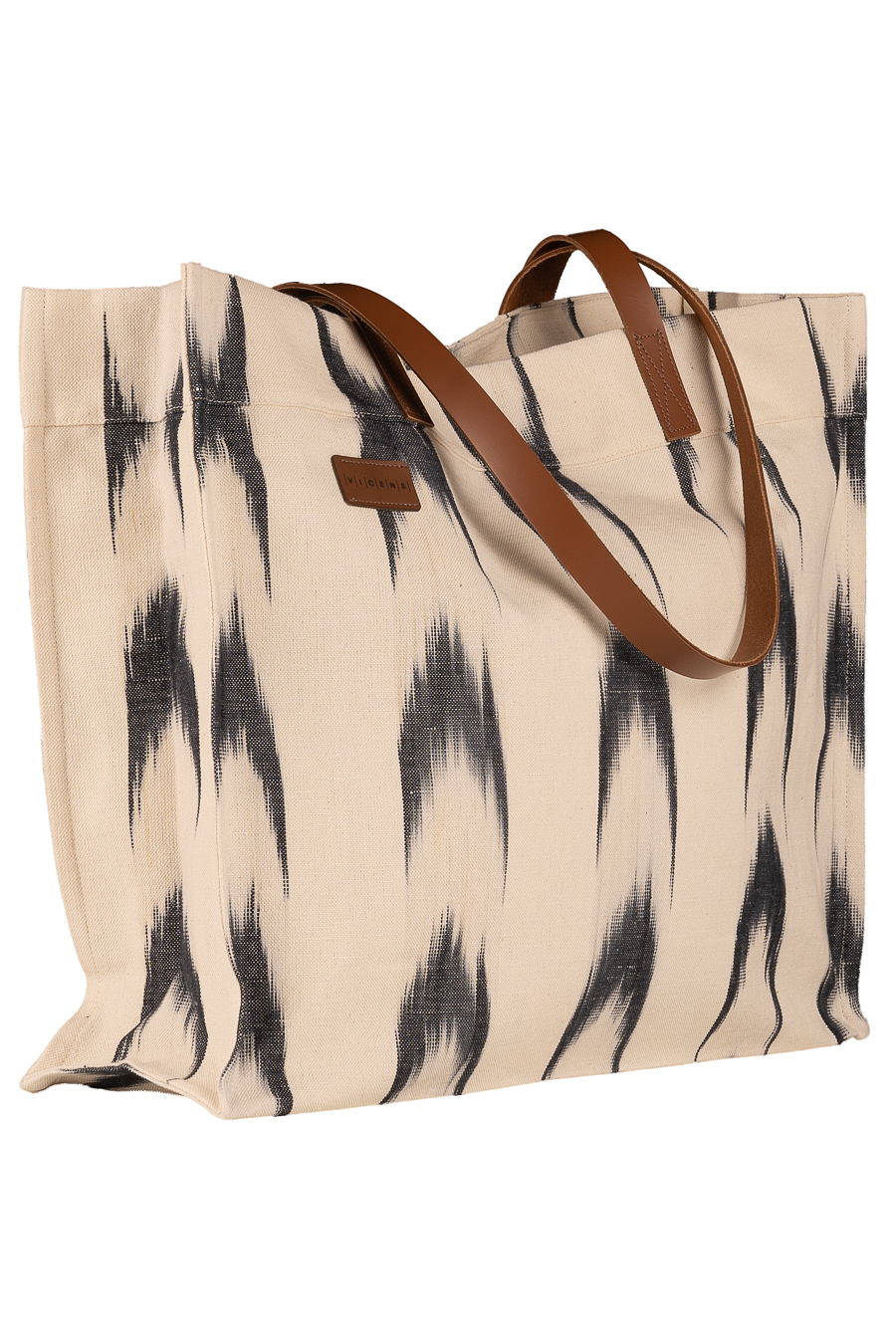 Leather handle bag Mallorcan fabric 61 Black - Image 4