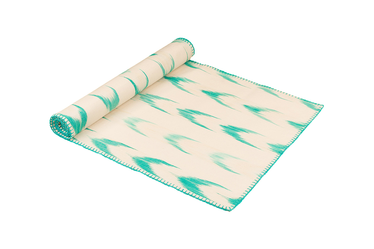 Camino de mesa puntada tela Mallorquina 61 Turquesa - Imagen 2