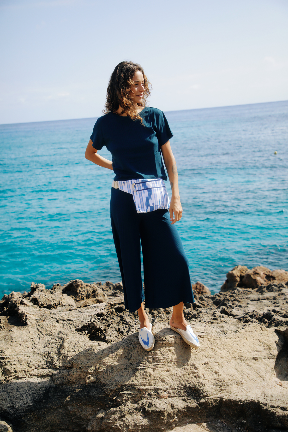 Fanny bag Mallorcan fabric ikat 103 Blue - Image 2