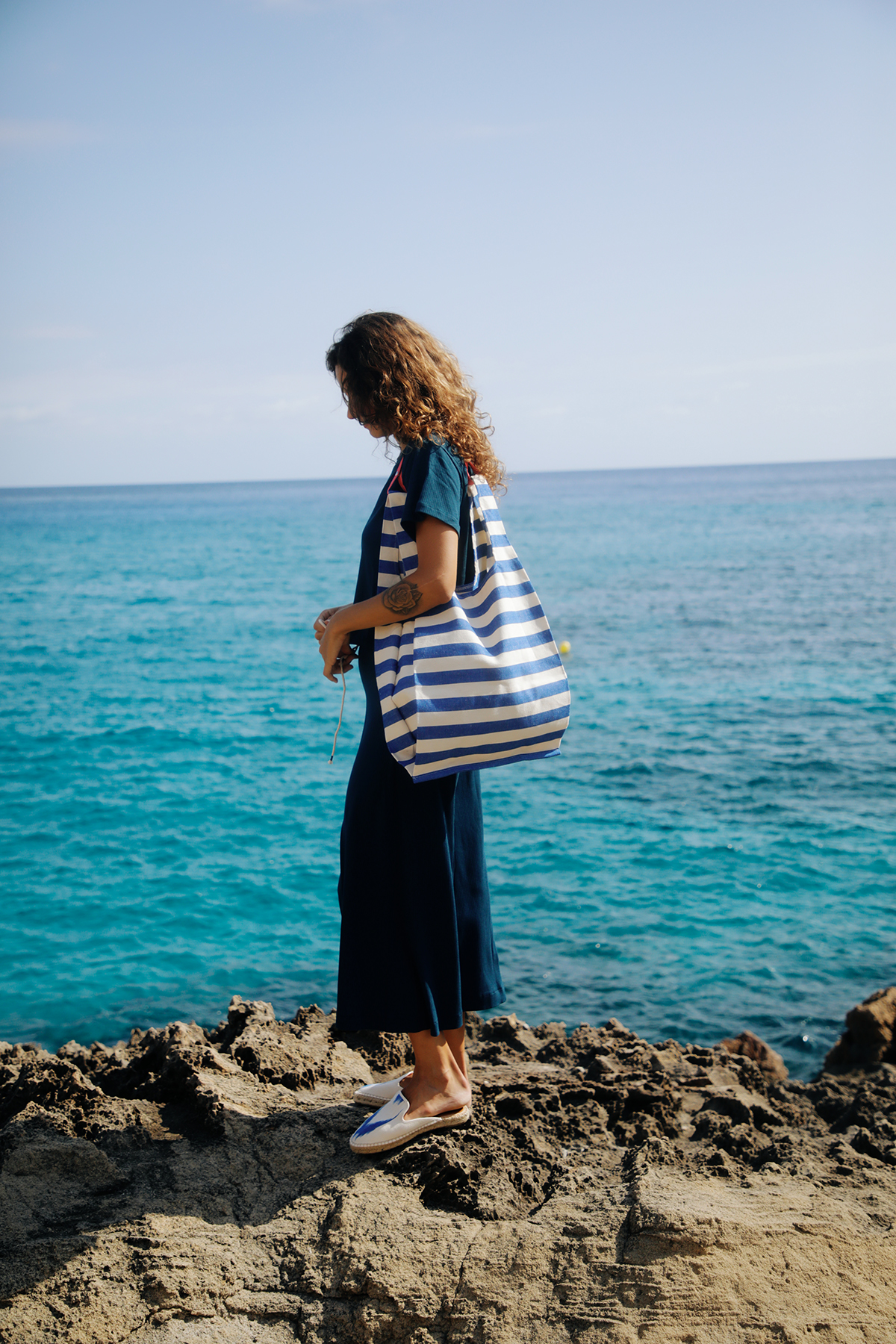 Bolso shopper tela tela Mallorquina 106 Azul - Imagen 2