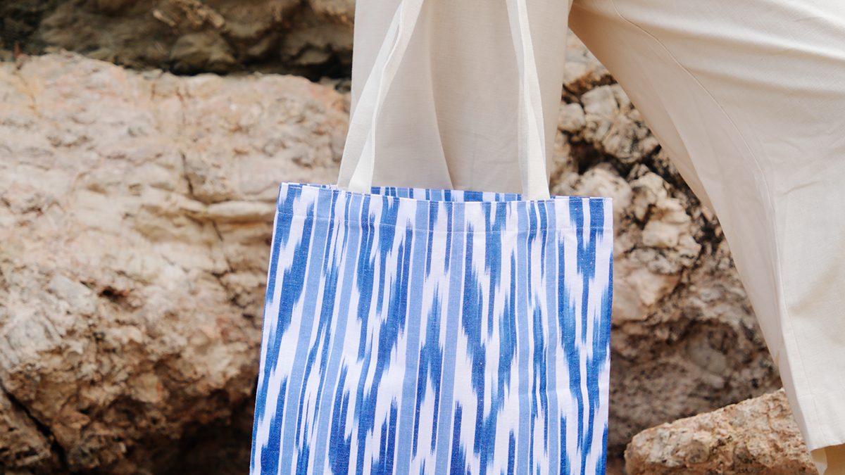 Tote bag tela Mallorquina 109 Azul Teixits Vicens