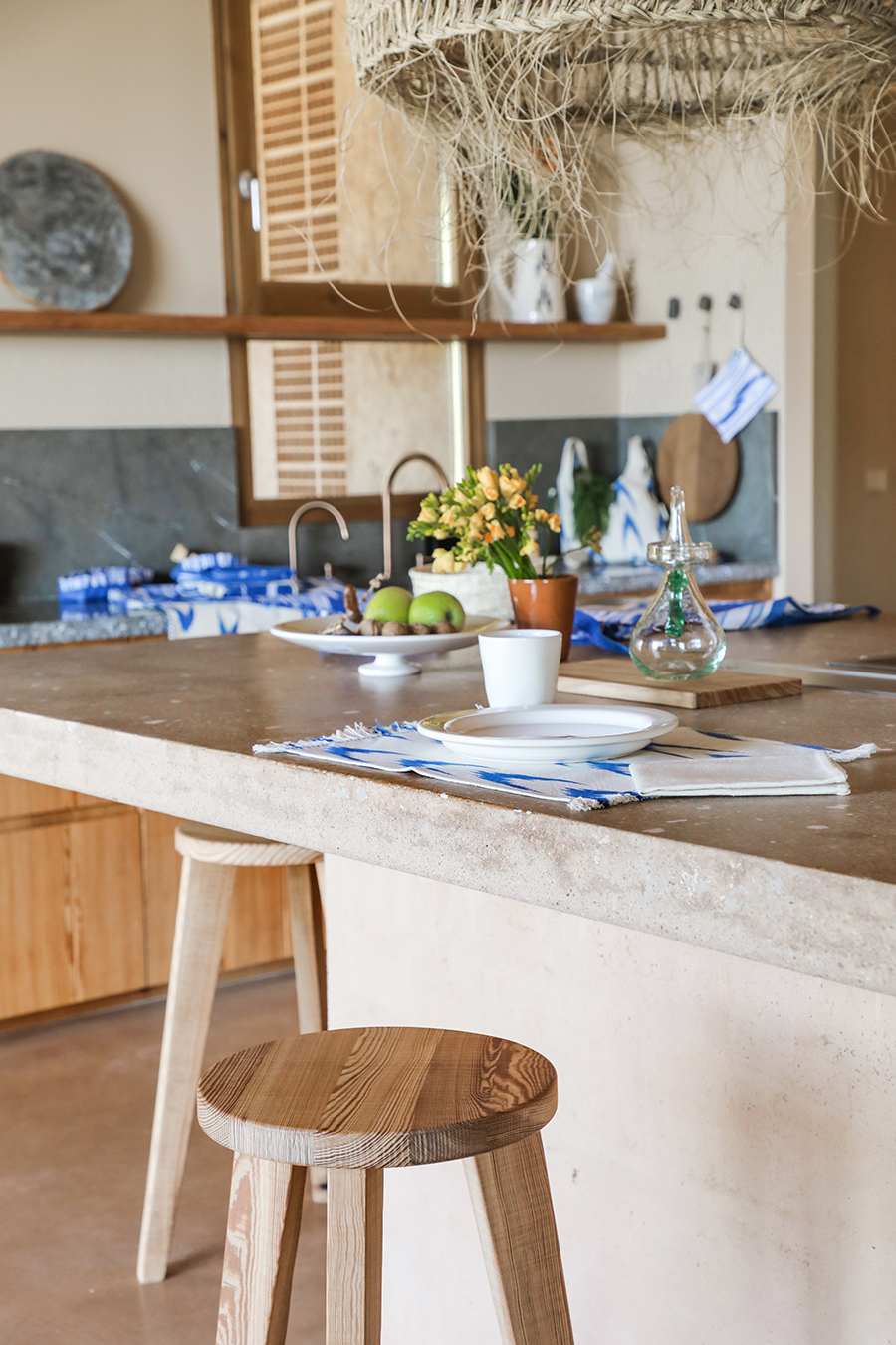 Placemat Mallorcan fabric ikat 61 Blue - Image 2