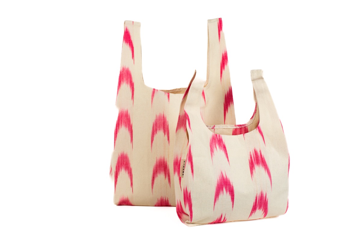 Bolsa compra tela Mallorquina ikat 61 Rosa fucsia - Imagen 2
