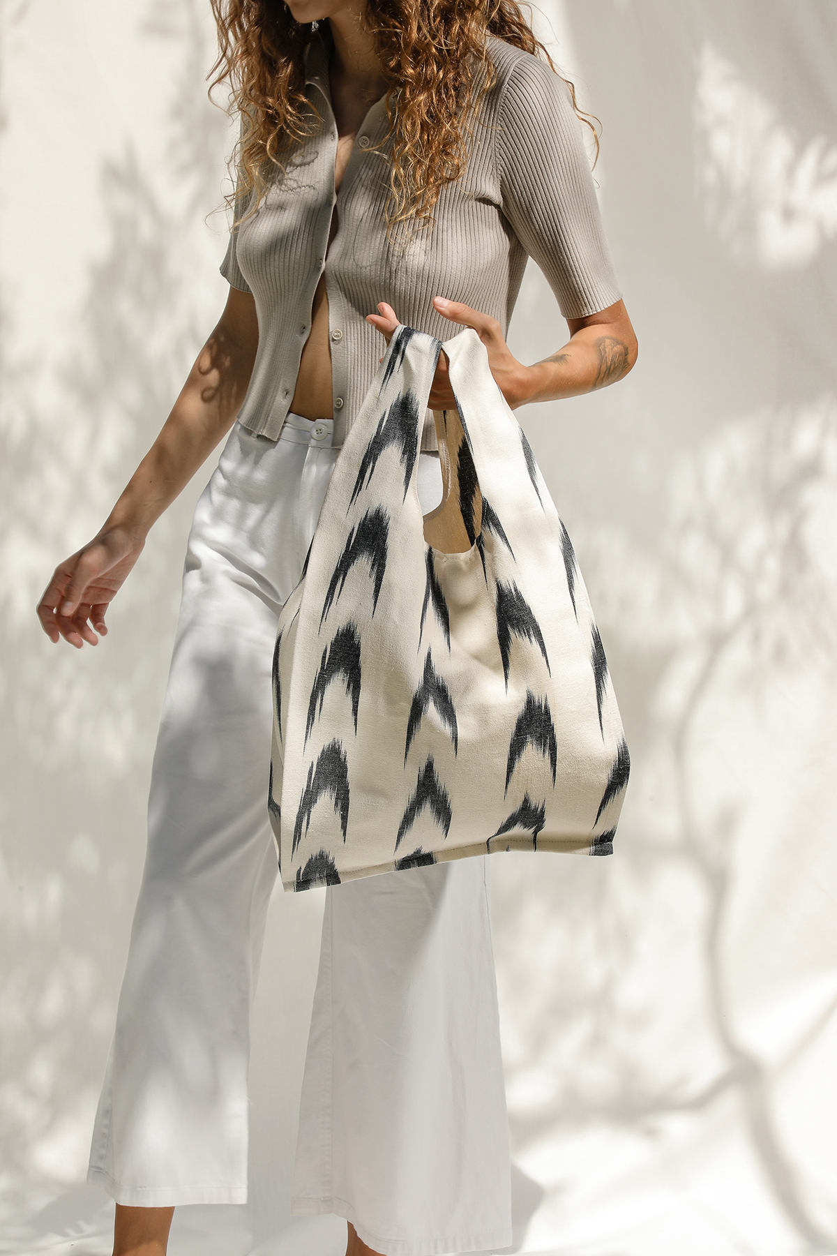 Bolsa compra tela Mallorquina ikat 61 Negro - Imagen 4