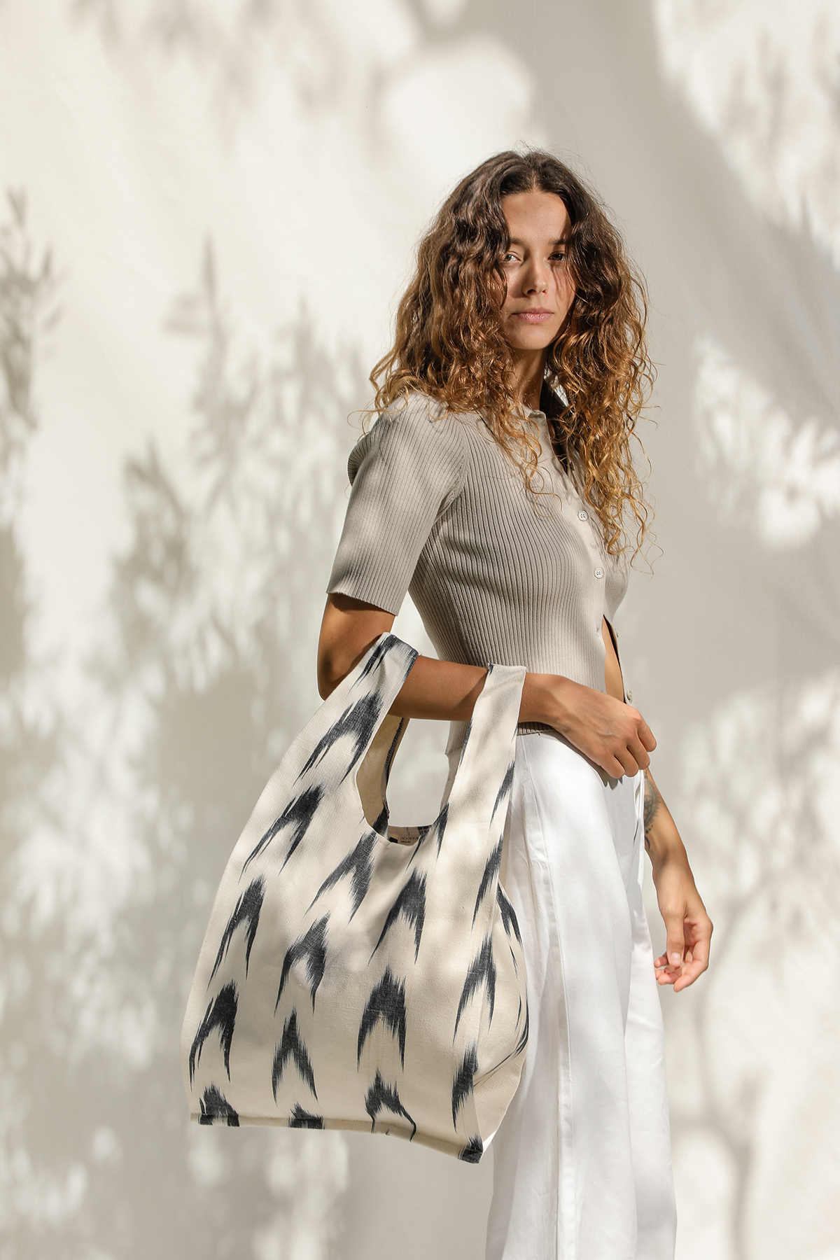 Bolsa compra tela Mallorquina ikat 61 Negro - Imagen 3