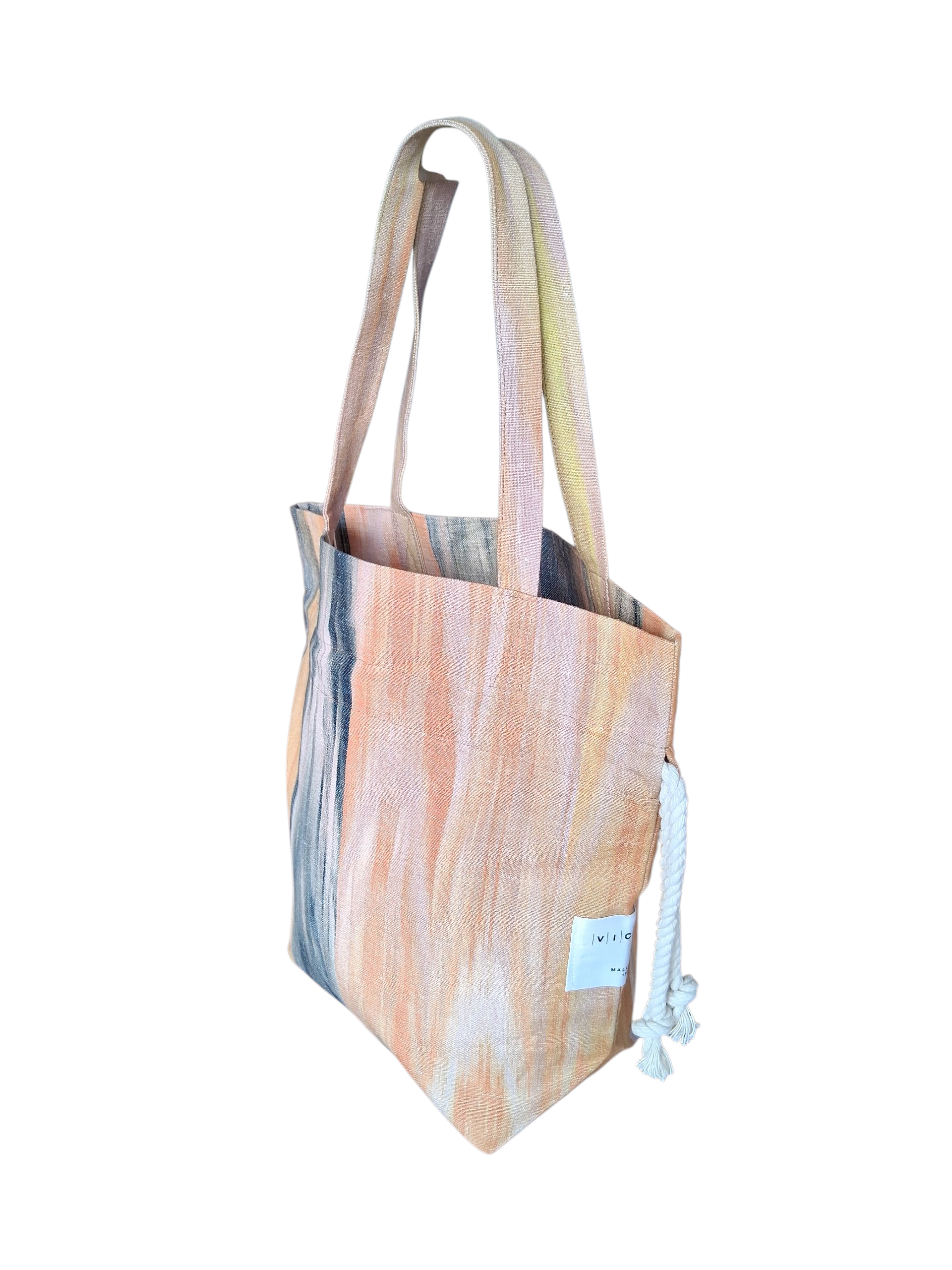Bolsa fruncida tela Mallorquina ikat 200 Beige - Imagen 2