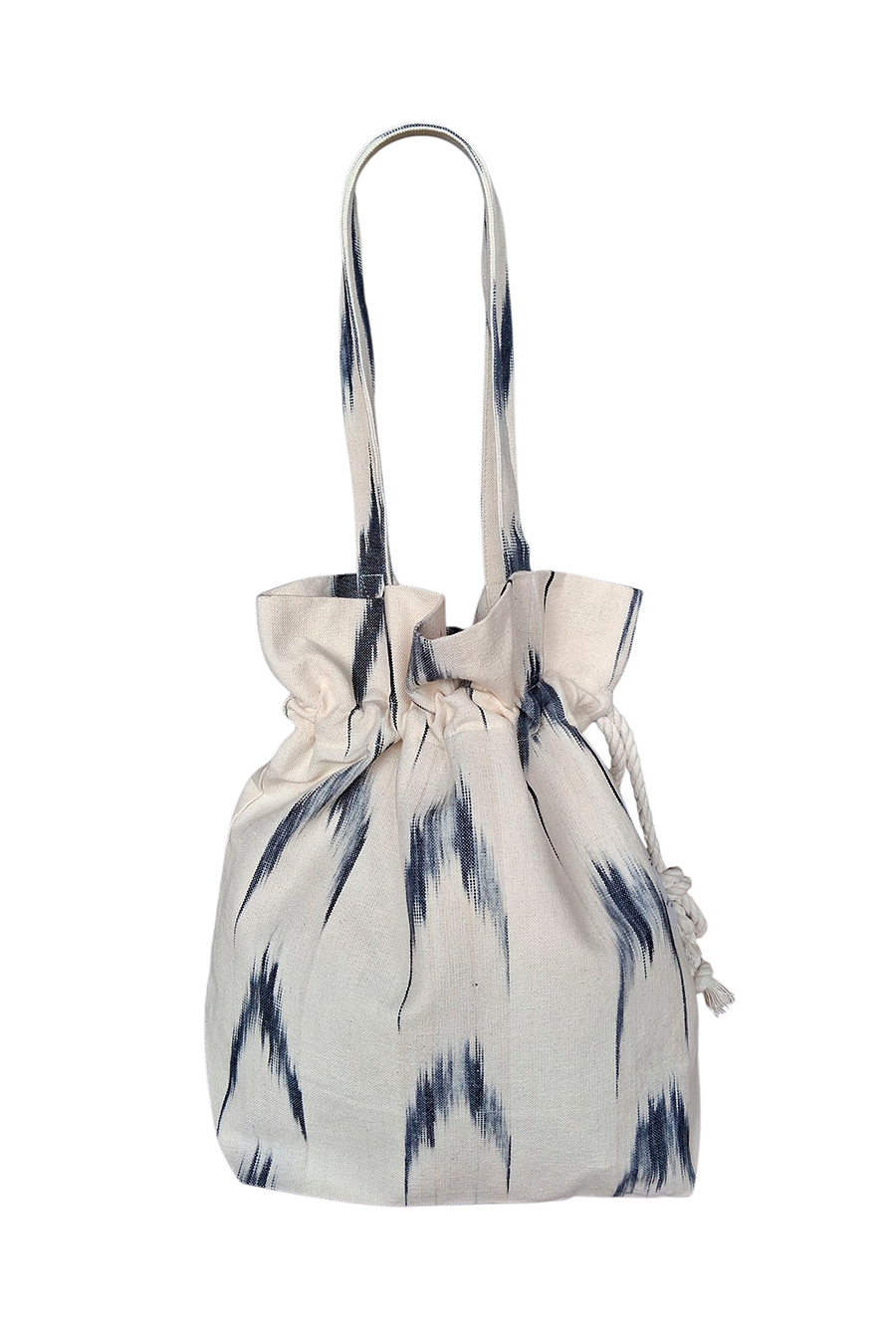 Bolsa fruncida tela Mallorquina ikat 61 Negro - Imagen 3