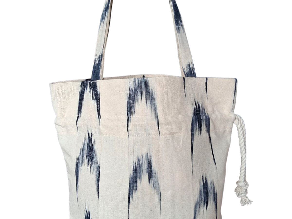 Bolsa fruncida tela Mallorquina ikat 61 Negro