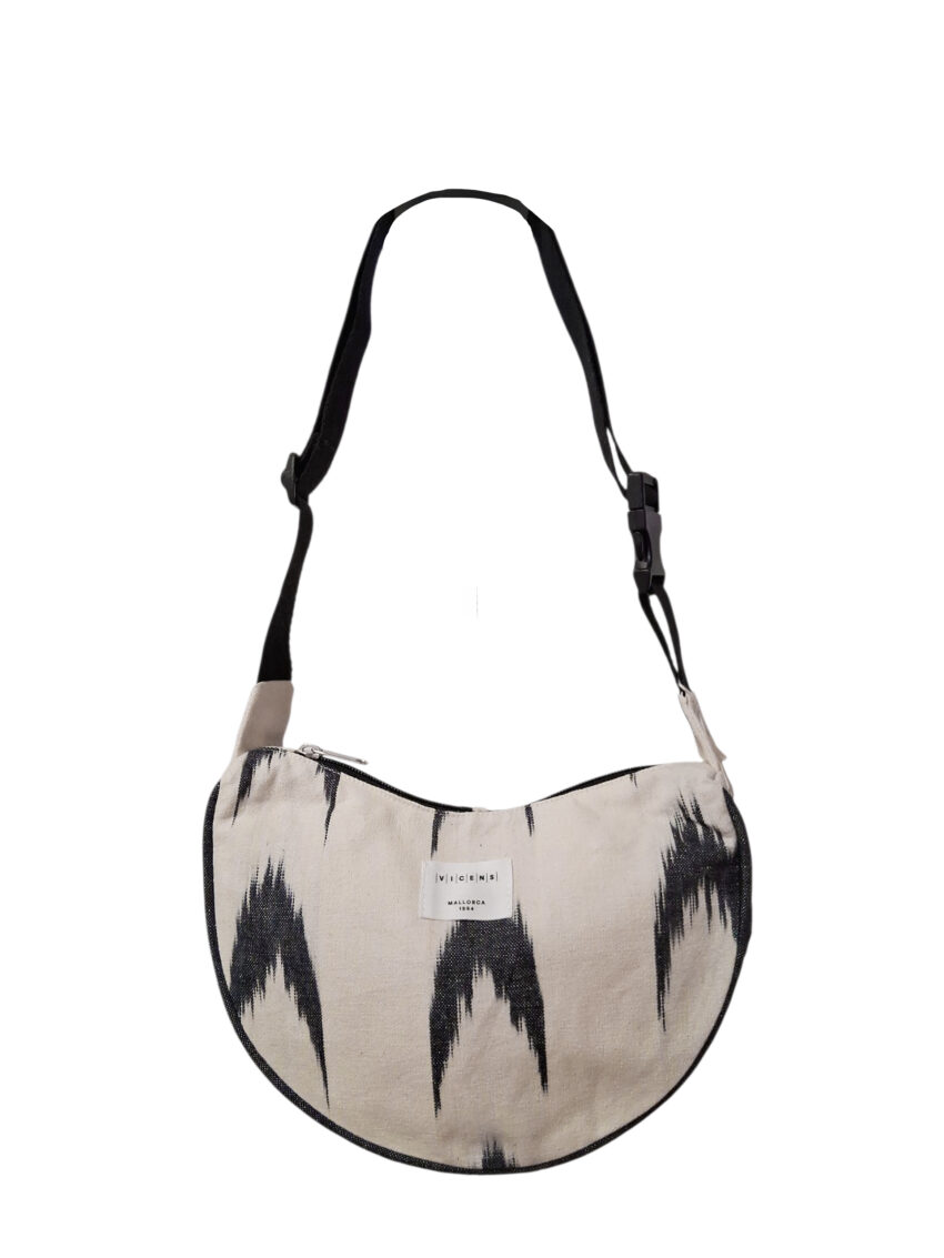 Half moon bag Mallorquina fabric ikat 61 black