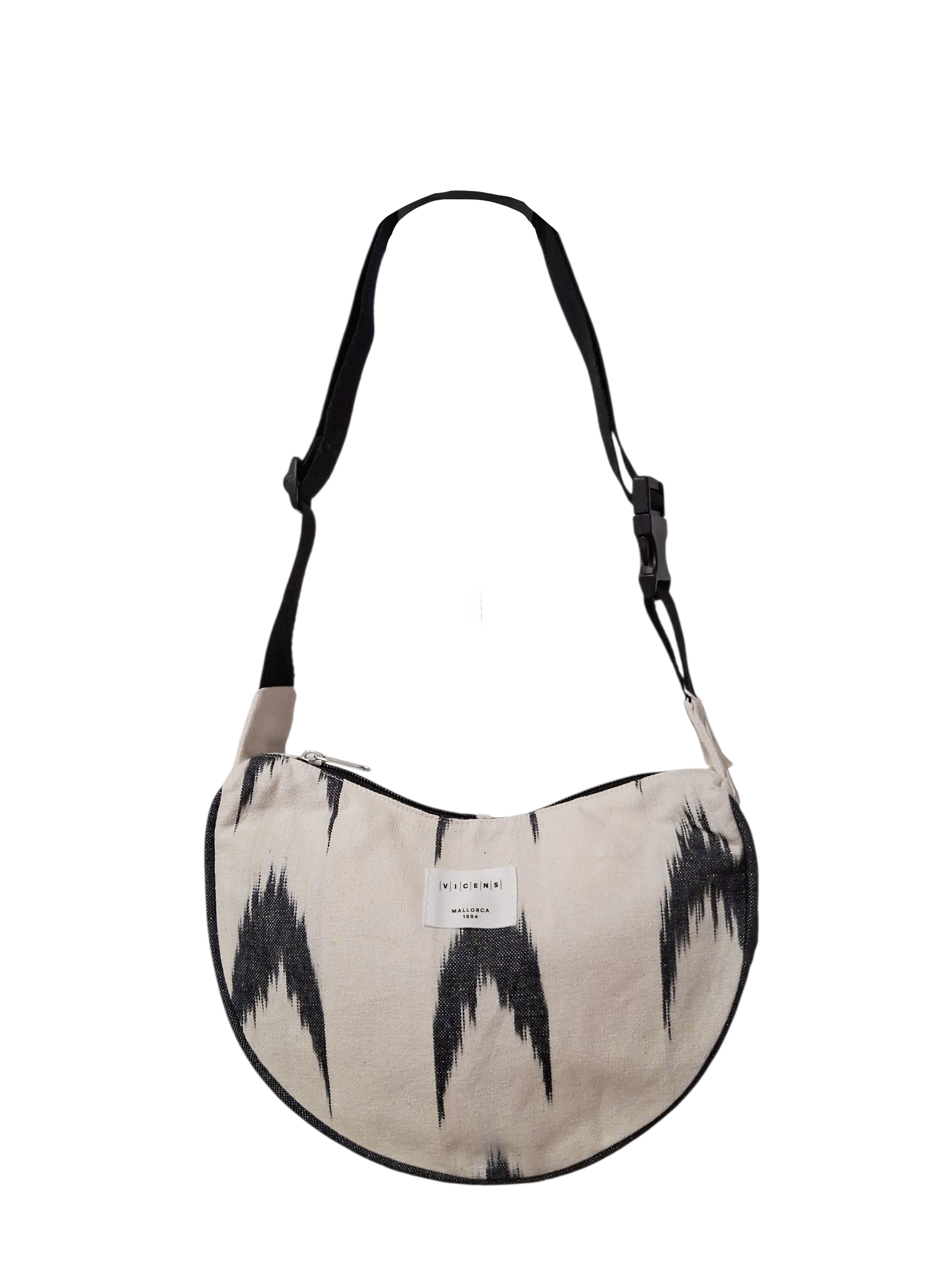 Crescent-shaped bag made of Mallorcan fabric