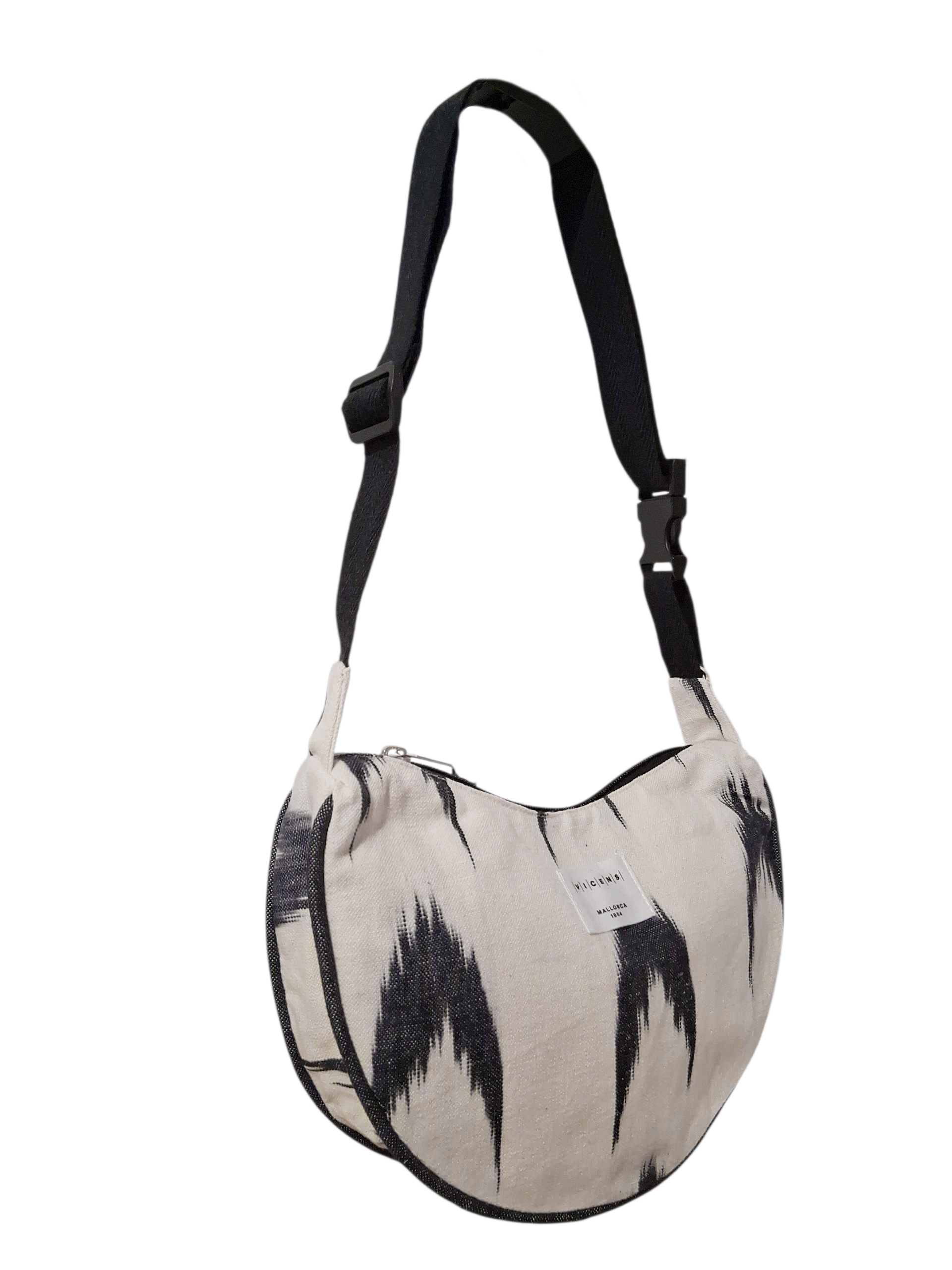 Halbmond-Tasche Mallorquinischer Ikat-Stoff 61 Schwarz – Bild 2