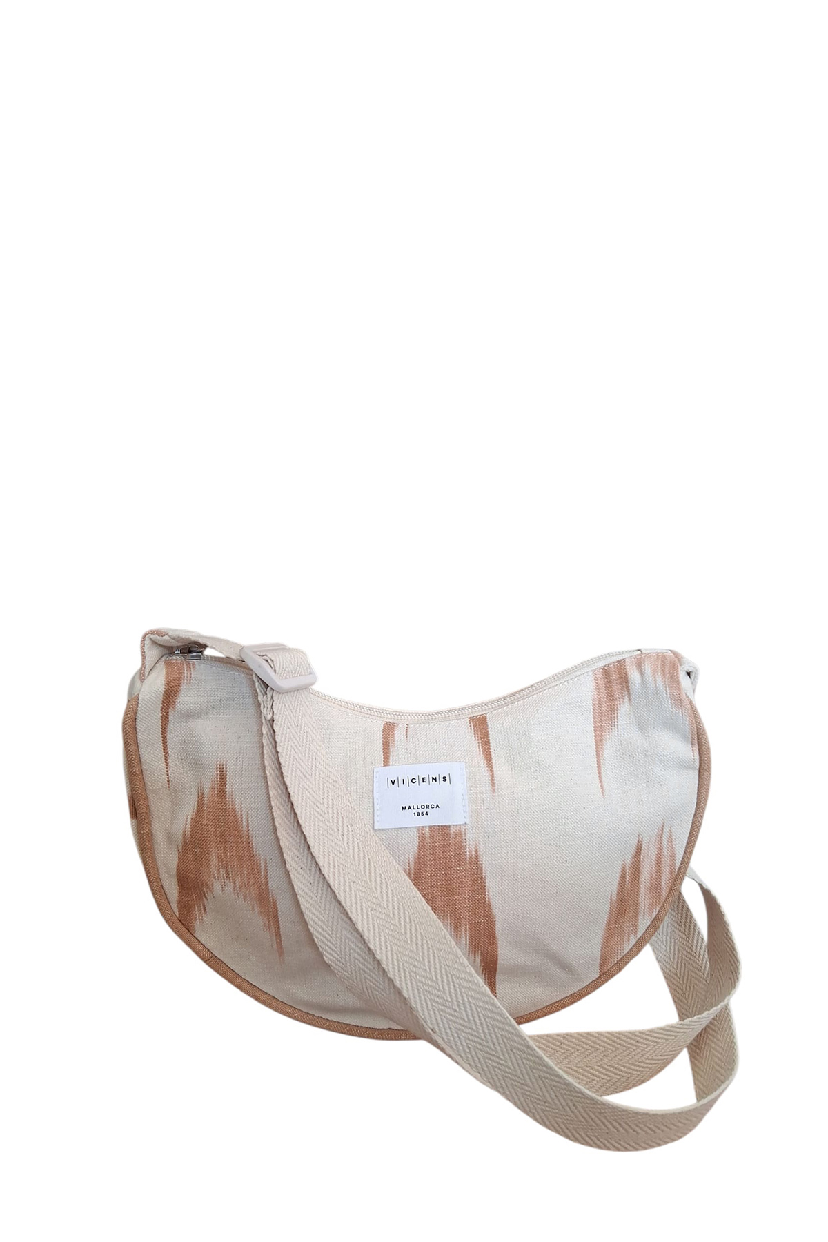 Halbmond-Tasche Mallorquinischer Ikat-Stoff 61 gerösted