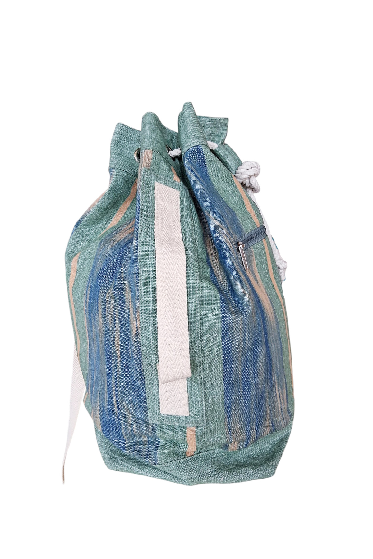 Mallorcan fabric duffel bag 114 Green Olive - Image 3