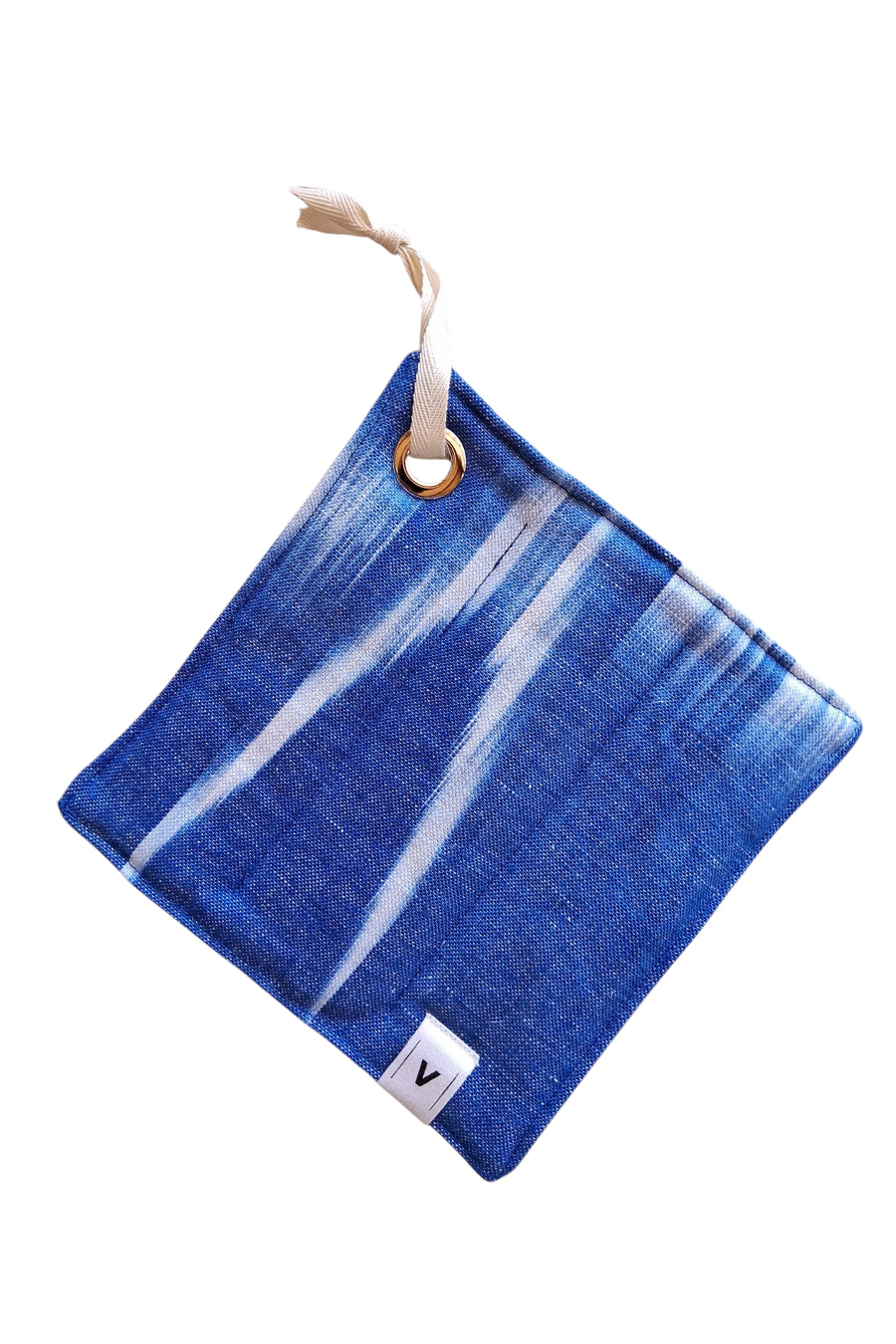 Square Ikat Fabric Oven Mitt 101 Blue