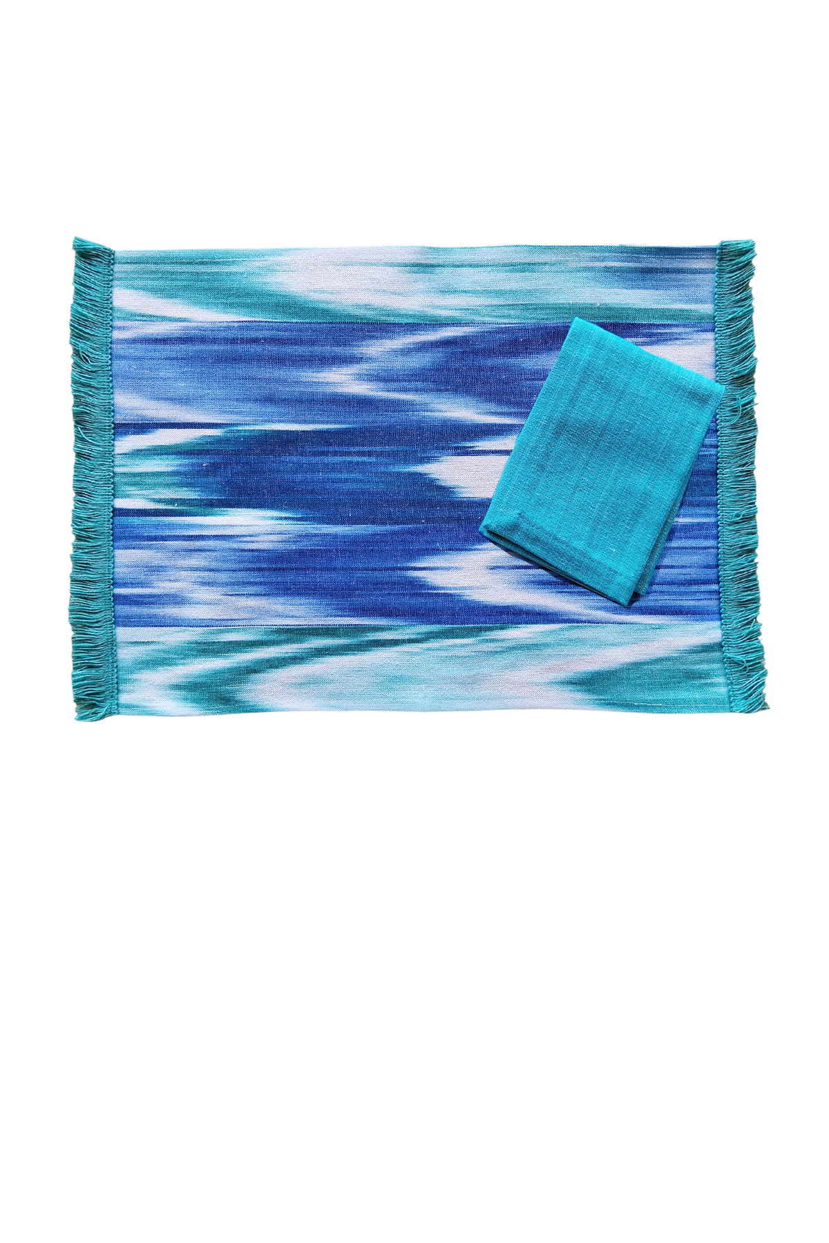 Tableset Mallorquina fabric fringe 200 Blue - Image 2