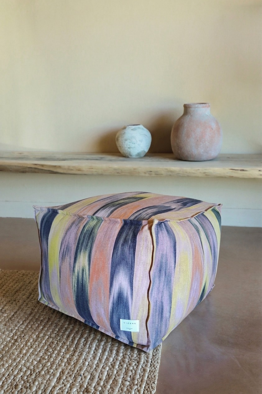 Pouf cuadrado tela Mallorquina 200 Beige